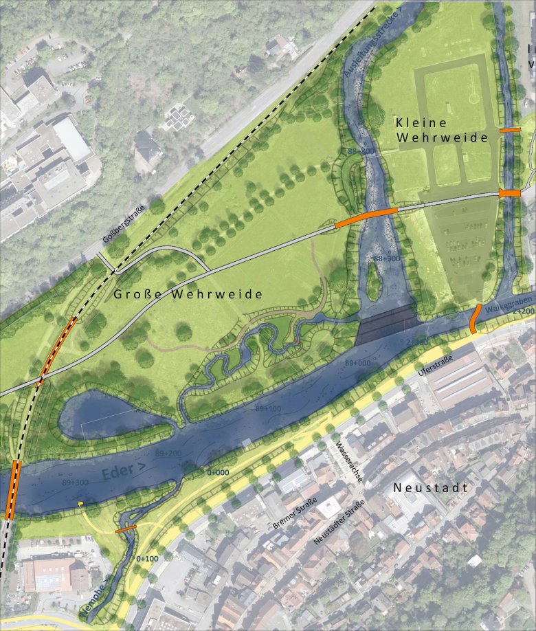 Schematischer Plan des Ederauenparks